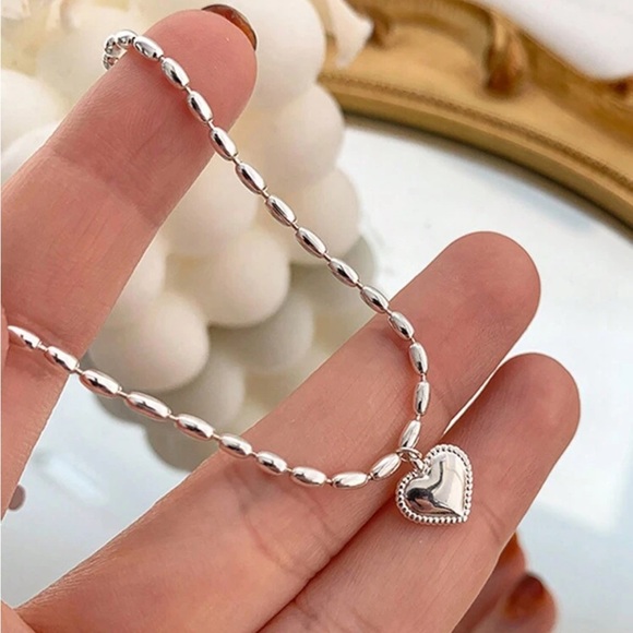 925 Sterling Silver Women's Heart Shaped Pendant Bracelet - Picture 3 of 5